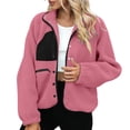 thumbnail image 2 of Zyloft Womens Jackets Trendy Women's European and American Solid Color Lamb Wool Jacket Long Sleeved Hooded Casual Jacket/jacket Pink M Black*Friday/Cyber*Monday Clearance, 2 of 8