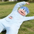 thumbnail image 4 of Funny Big Mouth Monster Onesie - Soft Plush Animal Cosplay Pajamas with Pink Hair Comb for Halloween, Loungewear & Party Costume (Sky Blue-L), 4 of 9