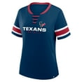 thumbnail image 2 of Women's Fanatics Navy Houston Texans Plus Size Red Zone Athena Lace-Up V-Notch Neck T-Shirt, 2 of 3