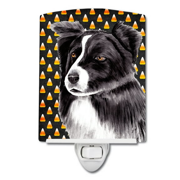 Caroline's Treasures SC9177CNL Border Collie Candy Corn Halloween Portrait Ceramic Night Light, 6x4x3", multicolor