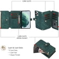 thumbnail image 6 of Wallet Case for iPhone 15 Pro 6.1 inch, 9 Card Slots Retro Leather Wallet Shockproof Flip Cover with Hand Strap Card Slots Zipper Pocket Kickstand Handbag Magnetic Closure - Retro Green, 6 of 14