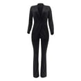 thumbnail image 2 of Prolriy Pants Suits for Women Dressy Women's V Neck Lapel Fashion Casual Solid Color Suit Two Set Classy Outfits for Women Black M, 2 of 7