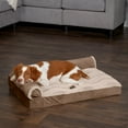 thumbnail image 6 of FurHaven Wave Fur & Velvet Deluxe Chaise Lounge Cooling Gel Memory Foam Sofa-Style Pet Bed for Dogs & Cats - Brownstone, Medium, 6 of 13