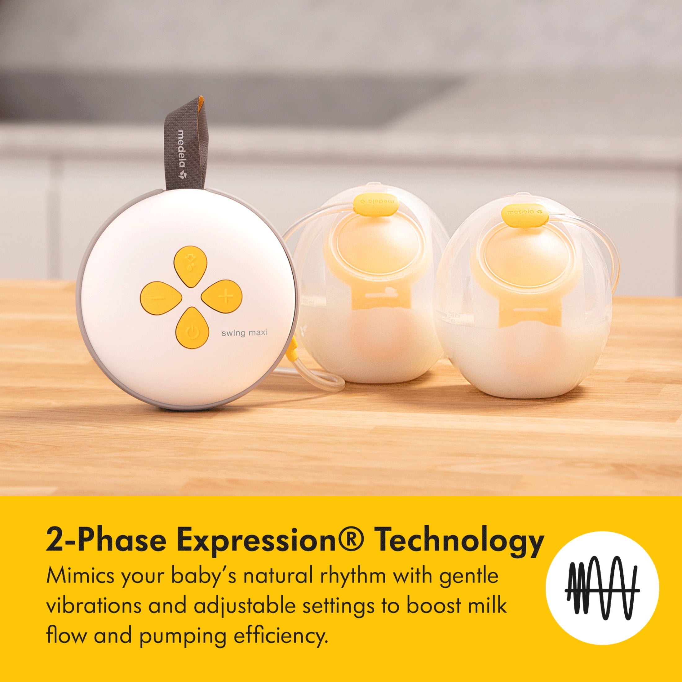 子供用品 Medela Swing Maxi Electric Breast Pump (Electric Double Pump), Supports Breastfeeding, White, Yellow Medela Swing Maxi Double Electric Breast Pump with Carry Bag
