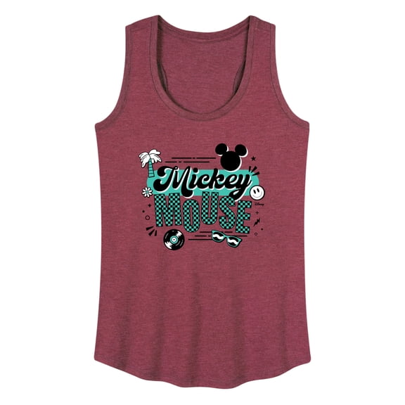 Disney - Mickey & Friends - Mickey Outline - Retro Music Icons - Women's Racerback Tank Top
