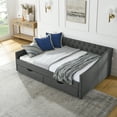thumbnail image 3 of Generic Full Size Daybed with Drawers Upholstered Tufted Sofa Bed, with Button on Back and Copper Nail on Waved Shape Arms, 3 of 10