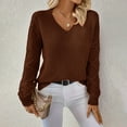 thumbnail image 6 of Bovemsi Womens Sweaters Autumn And Winter New Solid Color Crochet Flared Sleeve Round Neck Pullover Long Top Women Cute Sweaters, 6 of 6