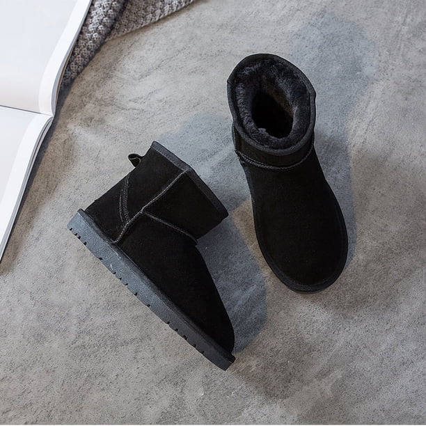 Botas de nieve, botas de mujer, botas cortas de piel de vaca, botas de nieve para hombre