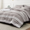 thumbnail image 1 of Juego de Edredón Bedsure King California 7 Piezas Rayas Taupe, 1 of 9