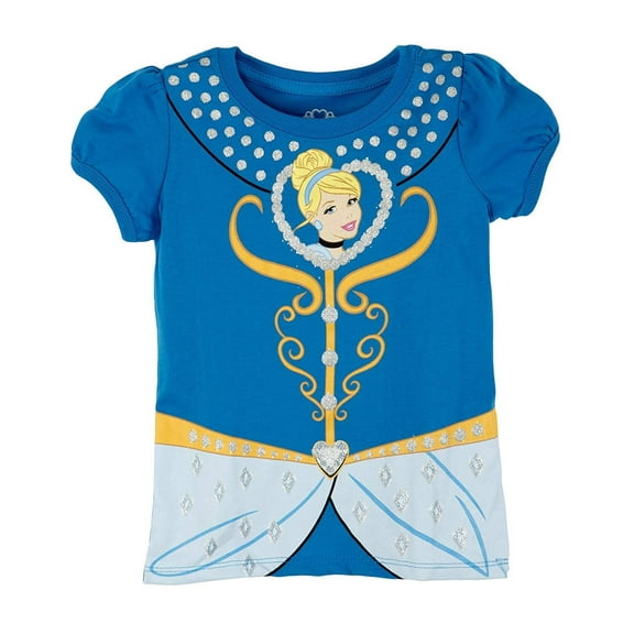 ZHST534-1T41 Disney Cinderella Little Girls Princess Costume Tee Shirt in Blue Size: 3T