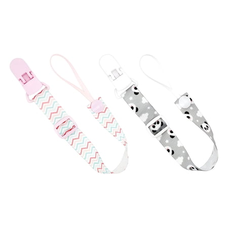 XIBUFE 2Pcs Pacifier Clip, Adjustable Polyester Baby Toy Strap, 11 Inch Binky Holder for Stroller Crib, Soft Teething Ring Attachment, Gender Neutral Baby Shower Gift