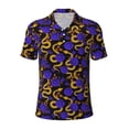 thumbnail image 2 of Daiia Golden Snake And Purple Rose Pattern Men’s Polo Shirts,Solid Deck Shirt,Classic Fit, Breathable Cotton Polo for Casual and Sport Wear-Large, 2 of 7