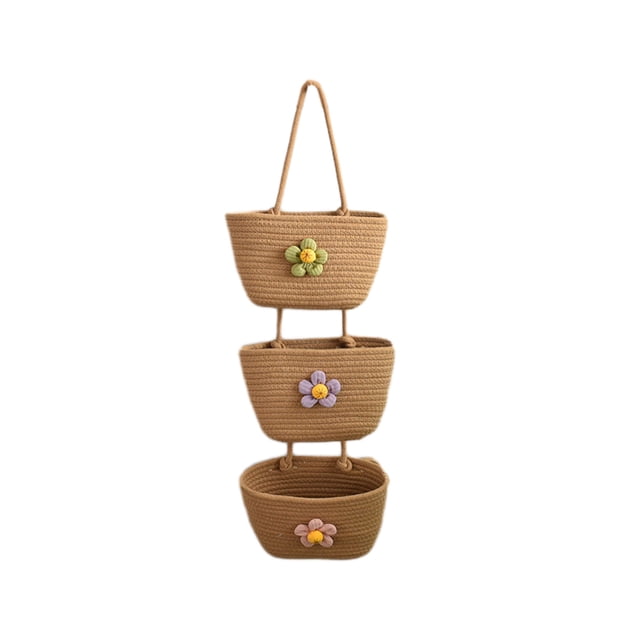 Christmas Hanging Basket Three Tier Storage Rack For Living Room Bedroom Entryway Decorative Hanging Basket With Multicolor Design 23 in x 73 cm