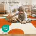 thumbnail image 4 of ODIKA 9'x12' Washable Area Rug Low Pile, Flatwoven, Burnt Orange Retro Abstract Funky Face Eclectic Composition Mid-Century Line Art for Great Room, Indoor Concept, Large Living, 4 of 7