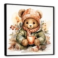 thumbnail image 2 of Designart "Winter Teddy Bear Cocoa Cozy III" People Framed Wall Art - Traditional Red Nursery Teddy Bear Entryway Framed Wall Art, 2 of 6