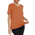 thumbnail image 2 of Horkkom Workout Tops for Women V Neck Solid Color Short Sleeve Tops Summer Gym Athletic Tops L, 2 of 6