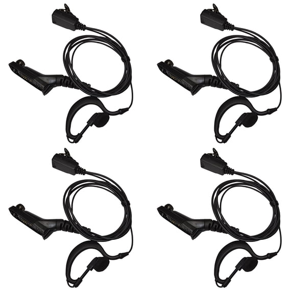 HQRP 4-Pack G Shape Earpiece Headset PTT Mic for Motorola DP3600, DP3601, DP4400, DP4401