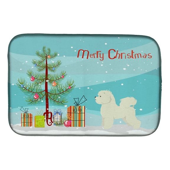 Bichon Frise Christmas Tree Dish Drying Mat