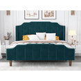 thumbnail image 6 of Einfach Queen Upholstered Platform Bed with Velvet Wingback, Turquoise, 6 of 6