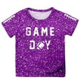 thumbnail image 4 of LIIPEE Girls Boys T-Shirt Cartoon Letter Baseball Graphic Printed Short Sleeve Round Neck Sequins Tshirt Tops Girl Casual Holiday School Party Tee,Purple,6-7 Years, 4 of 4