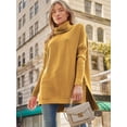 thumbnail image 5 of Women's Turtleneck Oversized Sweaters Long Batwing Sleeve Spilt Hem Tunic Pullover Knit Tops, 5 of 13