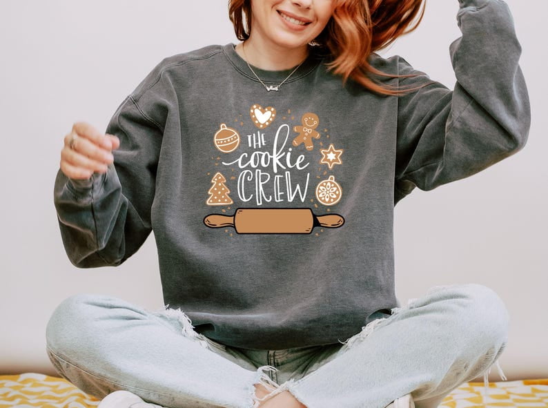 Sweat-shirt De Noël Annonce Grossesse Femme - Message 'Growing A Little Cookie' - Design Pâtisserie, Noir