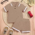 thumbnail image 5 of Toddler Baby Boy Outfits Summer Clothes Set Toddler Bear Embroidery Short Sleeve Lapel T Shirt Shorts Outfit, 5 of 5