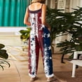thumbnail image 3 of JULMCOMO 4th of July Jumpsuits for Women American Flag Plus Size Cotton Linen Sleeveless 250th Year Rompers American Stars Adjustable Straps 1776 Pants Navy 4XL, 3 of 4
