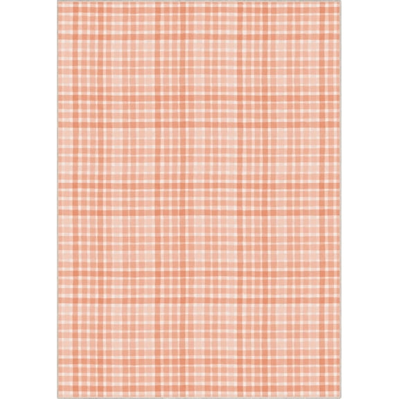 Crayola Solid Plaid 6'7" x 9'3" Coral Area Rug by Well Woven