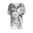 thumbnail image 4 of Blusas de Manga Corta para Mujeres Impresas Cuello Redondo Casual, Top de Algodón de Imitación para el Hogar Y el Uso Diario, 4 of 7