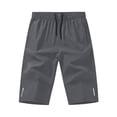 thumbnail image 2 of Lmueinov Men's 95%Polyester 5%Spandex Quick-Dry Athletic Shorts, Drawstring Elastic Waist 3/4 Length Sports Shorts with Pockets S-2XL, 2 of 3