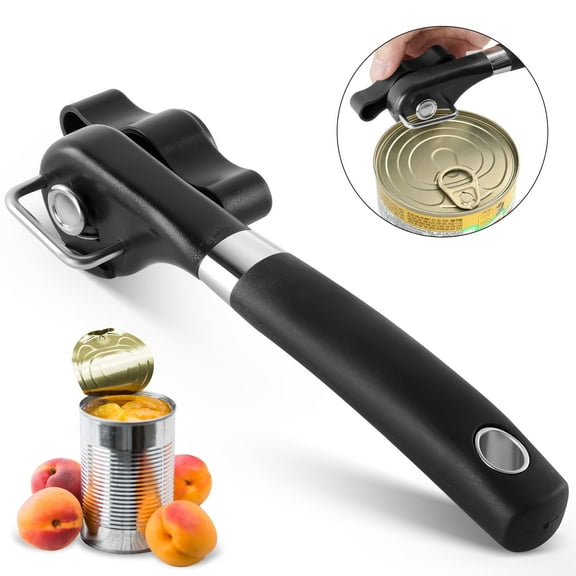Smooth Edge Safe Cut Can Opener,No Sharp Edges or Cuts,Ergonomic Can Opener with Soft Rubber Handle