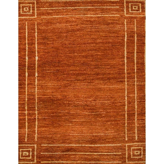 Ahgly Company Indoor Rectangle Abstract Orange Red Abstract Area Rugs, 4' x 6'
