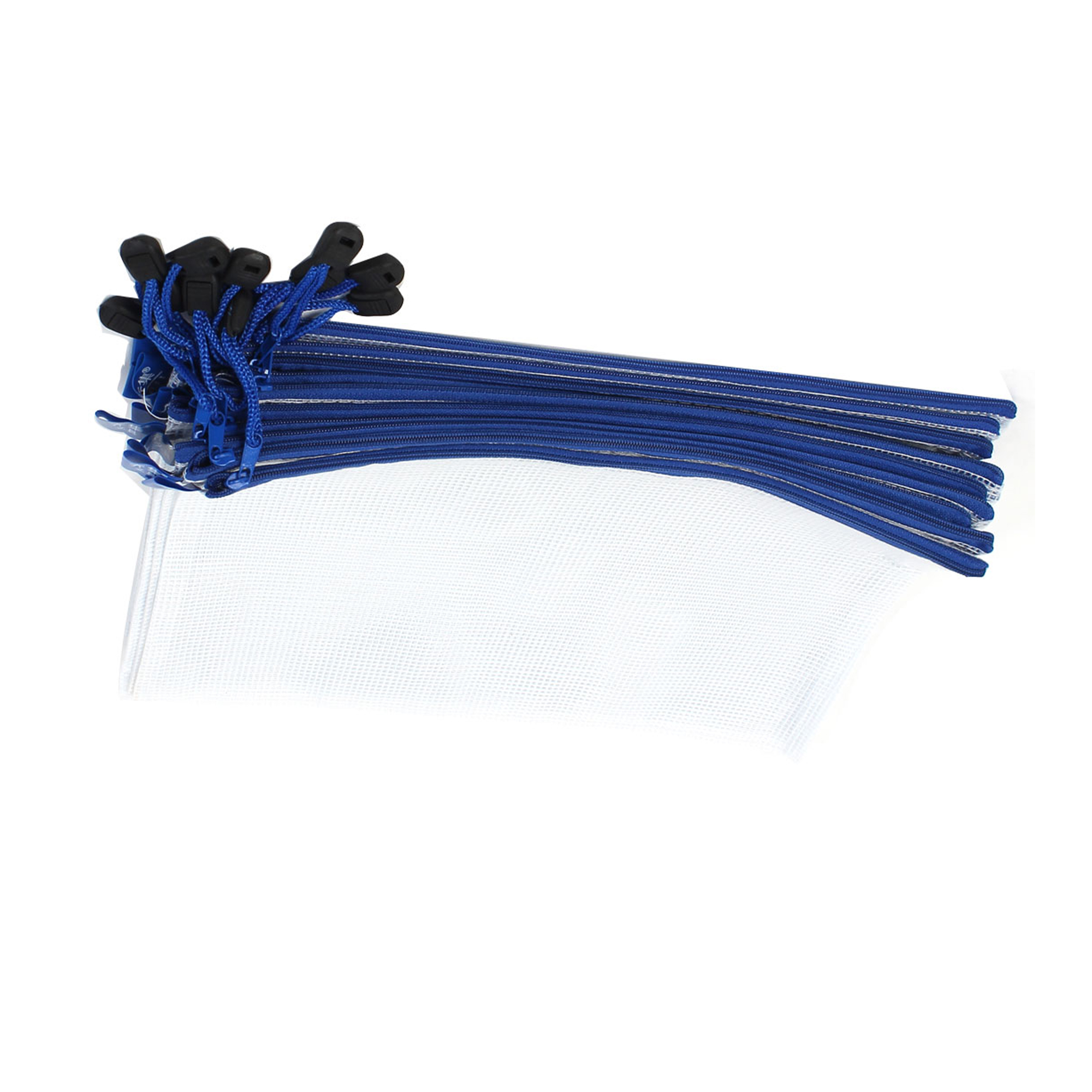 Unique Bargains Office Plastic Zip Closure A4 Paper Files Document Bags Clear Blue 12 Pcs