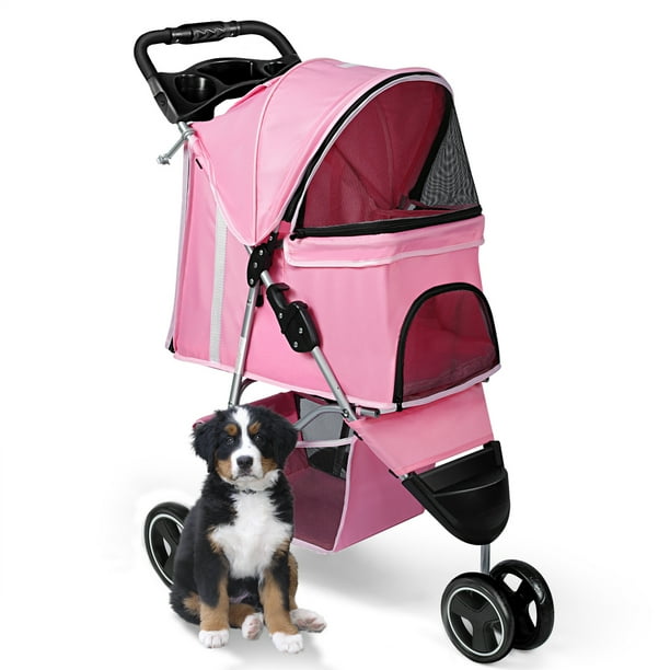 Wedyvko 3 Wheel Pet Folding Dog Stroller, Large Capacity, 360