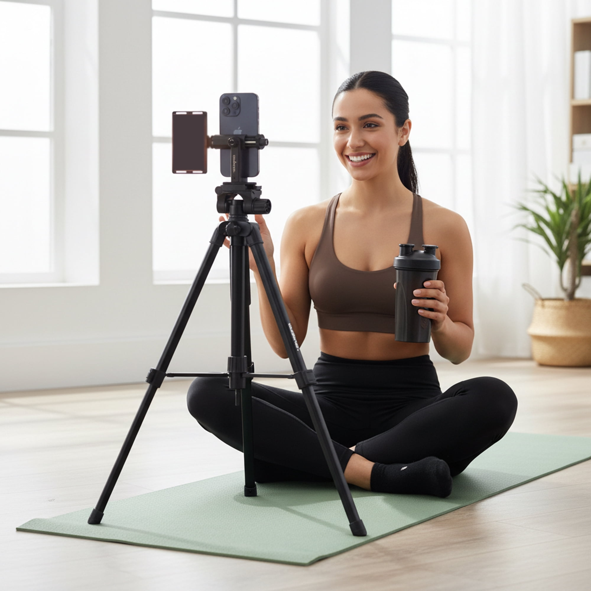 Audience Professional Mobile Creator Kit - 72" Adjustable Tripod with Monopod, LED Fill Light, Dual Lavalier Microphones, Rotating Phone Mount, Bluetooth Remote & Travel Case