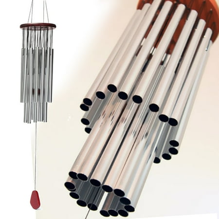 Mississippi Wind Chimes 27 Tubes Redwood Metal Silver Tube Wind Chime Chape Church Bells Hanging Decor Garden Outdoor Christmas Gift ()