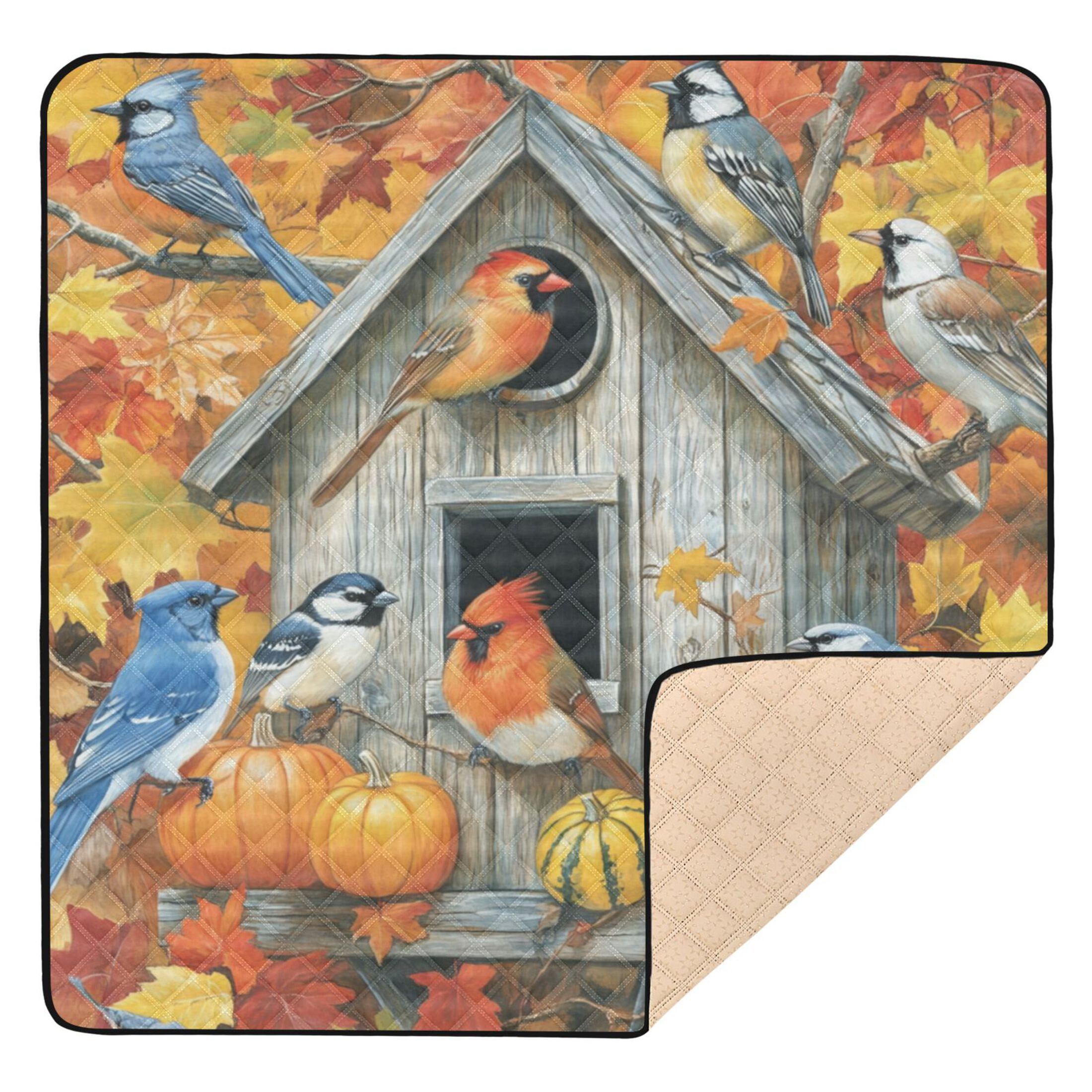 WOBOGO Warm Birdhouse Baby Playmats Extra Large Waterproof Rollable Activity Pads for Toddlers 50×50inch