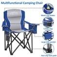 thumbnail image 4 of FREESKY Heavy Duty Camping Chairs for Adults 500lbs Capacity, 0.9mm Thickened Steel Frame Folding Chair, Padded High Back Portable Outside Chair with Cooler Bag and Side Pocket, Blue, 2 Pack, 4 of 7