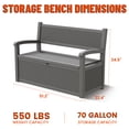 thumbnail image 4 of Nihsuao 80 Gallon Plastic Storage Bench Made of Durable Weatherproof Resin, Deck Box Lockable Storage Compartment for Outdoor Patios & Lawns, Gray, 4 of 8