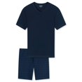 thumbnail image 1 of UNCOVER by SCHIESSER Conjunto de Pijama para Hombre de 2 Piezas - Corto, Cuello en V, Algodón, liso/estampado Azul scuro XL (X-Large), 1 of 3