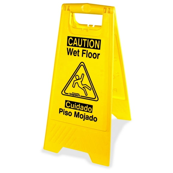 Genuine Joe Universal Graphic Wet Floor Sign - 6 / Carton - Wet Floor Print/message - Foldable - Yellow (85117ct)