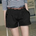 thumbnail image 5 of MRULIC shorts for women Women Fashion Solid England Style Mid Waist Casual Summer Shorts Pants Black + L, 5 of 9