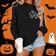 thumbnail image 2 of Halloween Sweatshirt for Women Cozy Autumn Sweatshirt Relaxed Fit Hoodless Pullover for Women Comfort Stylish Casual Wear Season Versatile Layer Black XL, 2 of 5