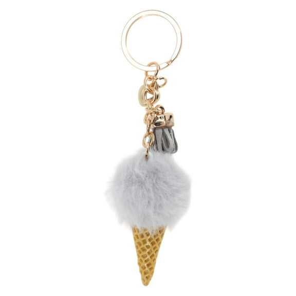 Unique Bargains 1 Pc Fashion Tassel Ice Cream Cone Handbag Charm Bag Accessories Gray