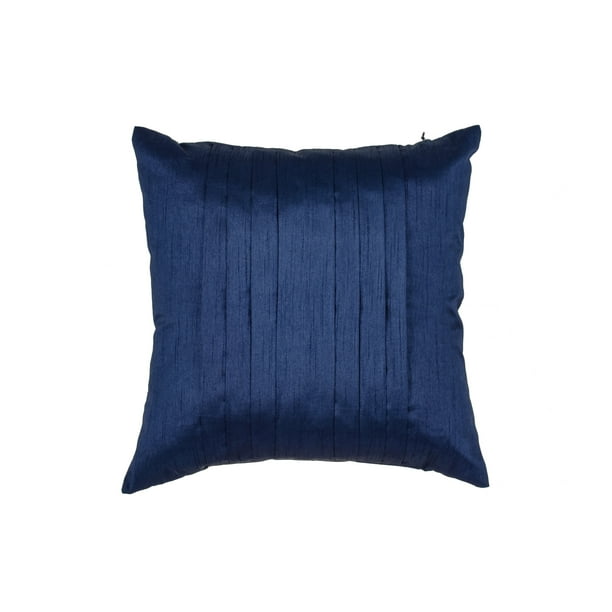 Pack of 2 Pleated Faux Silk Decorative Pillow Covers (26x26, Navy)