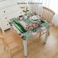 thumbnail image 2 of HAOXIT Tablecloth, Floral Pattern Bottles of Wine and on Striped Background , Dining Room Kitchen Rectangular Table Cover, Pale Green 44''x44'', 2 of 7