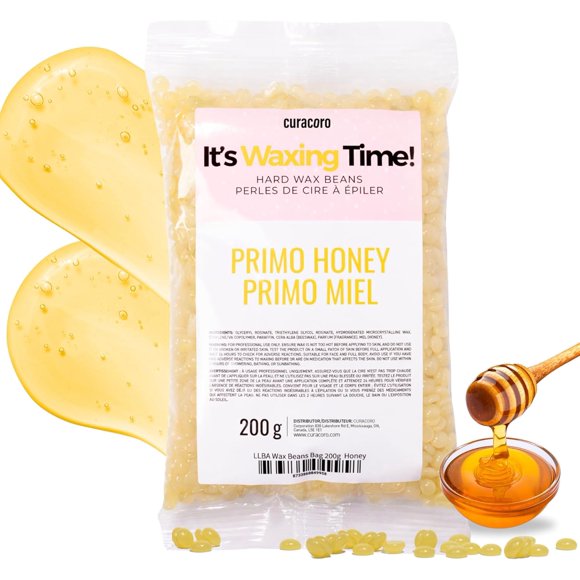 Curacoro Italian Wax Beans - 200g Hard Wax Beads for Full Body Hair Removal on Face, Body, Brazilian, Bikini, Legs, Underarms, Skin-Friendly Waxing Beads for Women & Men, Made in Italy (Honey)