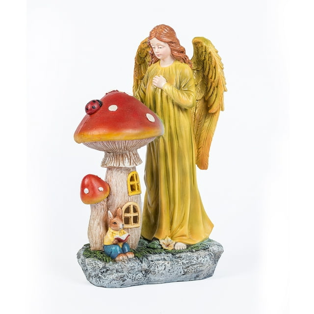 Estatuas de ángeles solares de resina de 29 cm con luz solar