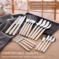 20-Piece Flatware Set for 4 with Beige Handles, Retro Rivet Design ...